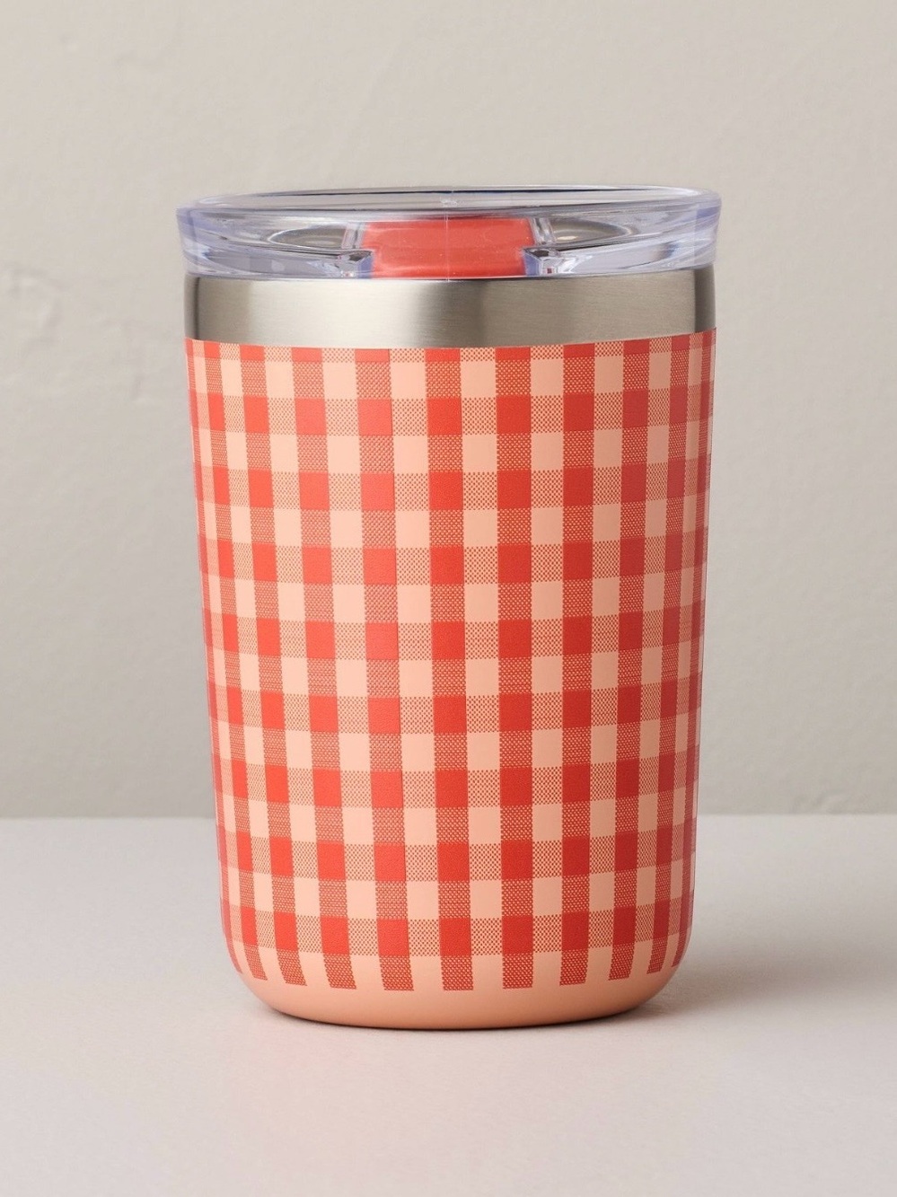Hearth & Hand Magnolia 13oz Stainless Steel Insulated Travel Mug Red Gingham